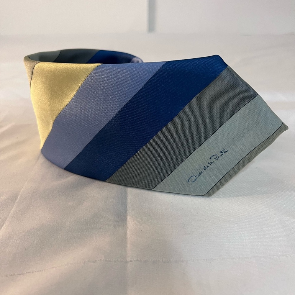 3 for $20 Oscar de la Renta Blue, Gray, and Yellow Striped Tie